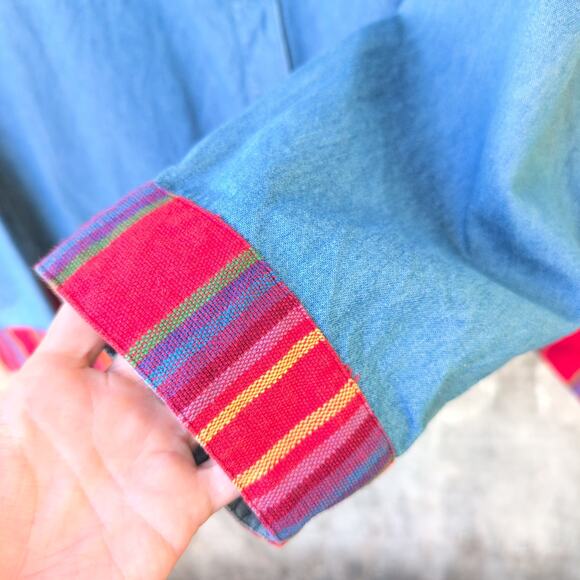 Vintage Embroidered Southwest Blanket Stripe Dopamine CottageCore ButtonDown 3X - Picture 2 of 11